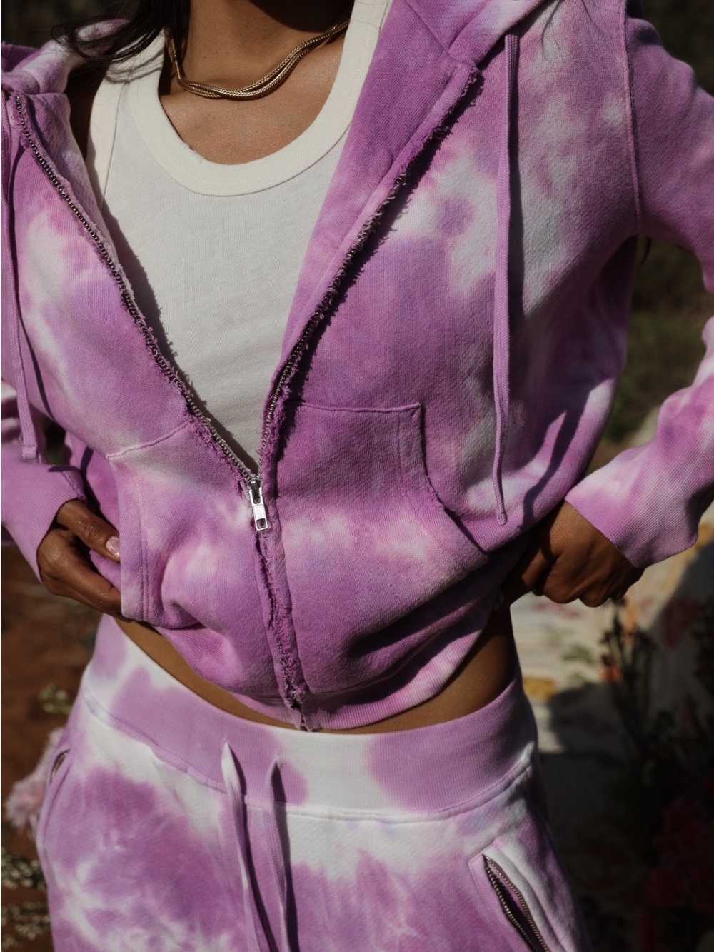 Sincerely Jules Lavender Tie-Dye Zip Hoodie